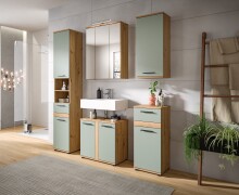 Badezimmer-Set >Blake< in Artisan Eiche Nachbildung/Salbei - 160x191x34 (BxHxT)