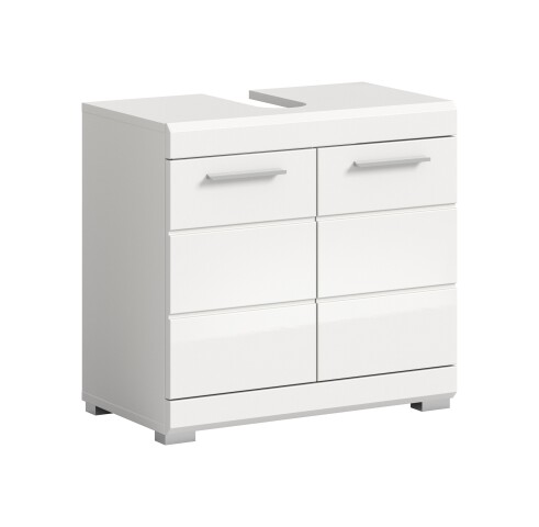 Waschbeckenunterschrank >Scout< in Weiß/Weiß hochglanz - 60x56x34cm (BxHxT)
