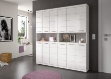 Hochschrank >Scout< in Weiß/Weiß hochglanz - 90x191x31cm (BxHxT)