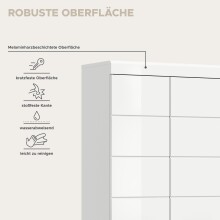 Hochschrank >Scout< in Weiß/Weiß hochglanz - 90x191x31cm (BxHxT)
