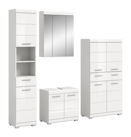 Badezimmer-Set >Scout< in Weiß/Weiß hochglanz - 186x191x34cm (BxHxT)