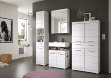 Badezimmer-Set >Scout< in Weiß/Weiß hochglanz - 186x191x34cm (BxHxT)
