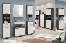 Hochschrank >Scout< in Rauchsilber/Weiß hochglanz - 37x88x31cm (BxHxT)