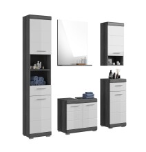 Badezimmer-Set >Scout< in Rauchsilber/Weiß hochglanz - 164x191x34cm (BxHxT)