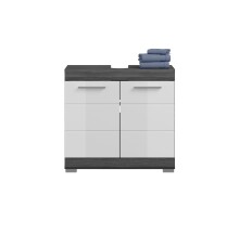 Badezimmer-Set >Scout< in Rauchsilber/Weiß hochglanz - 186x191x34cm (BxHxT)