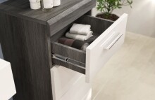 Badezimmer-Set >Scout< in Rauchsilber/Weiß hochglanz - 164x191x37cm (BxHxT)