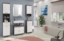 Badezimmer-Set >Scout< in Rauchsilber/Weiß hochglanz - 164x191x37cm (BxHxT)