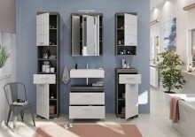 Badezimmer-Set >Scout< in Rauchsilber/Weiß hochglanz - 164x191x34cm (BxHxT)