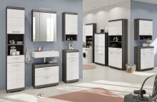 Badezimmer-Set >Scout< in Rauchsilber/Weiß hochglanz - 60x191x34cm (BxHxT)