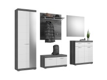Garderoben-Set >Scout< in Rauchsilber/Weiß hochglanz - 272x197x40cm (BxHxT)