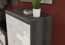 Garderoben-Set >Scout< in Rauchsilber/Weiß hochglanz - 195x197x40cm (BxHxT)
