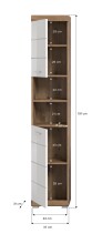 Hochschrank >Wave< in Nox Oak Nachbildung/Weiß hochglanz - 37x191x31cm (BxHxT)