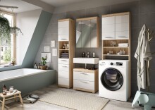 Badezimmer-Set >Lambada< in Eiche Dekor / Weiß - 190x191x34cm (BxHxT)