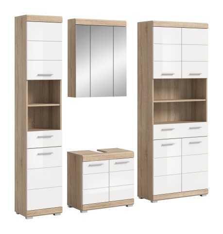 Badezimmer-Set >Lambada< in Eiche Dekor / Weiß - 186x191x34cm (BxHxT)