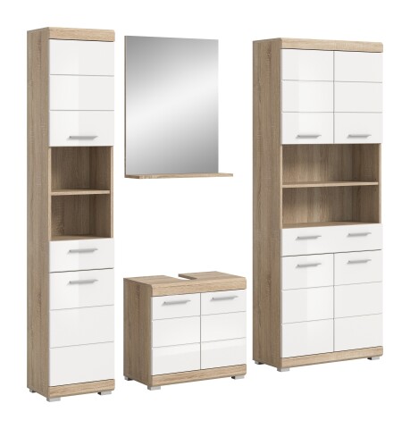 Badezimmer-Set >Lambada< in Eiche Dekor / Weiß - 186x191x34cm (BxHxT)