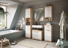 Badezimmer-Set >Lambada< in Eiche Dekor / Weiß  - 164x191x34cm (BxHxT)
