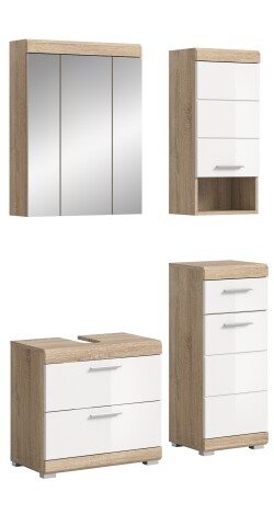 Badezimmer-Set >Lambada< in Eiche Dekor / Weiß - 112x191x34cm (BxHxT)