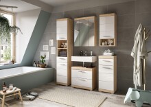 Badezimmer-Set >Lambada< in Eiche Dekor / Weiß - 112x191x34cm (BxHxT)