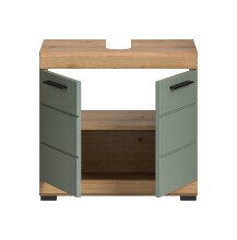 Waschbeckenunterschrank >Scout< in Eiche Dekor / Salbei - 60x56x34cm (BxHxT)