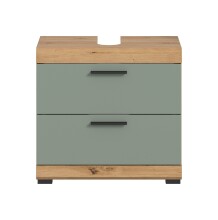Waschbeckenunterschrank >Scout< in Eiche Dekor / Salbei - 60x56x34cm (BxHxT)
