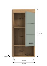 Hängeschrank >Scout< in Artisan Eiche Nachbildung/Salbei - 37x79x24cm (BxHxT)