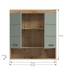Hängeschrank >Scout< in Artisan Eiche Nachbildung/Salbei - 74x79x24cm (BxHxT)