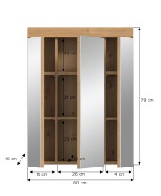 Badezimmerspiegelschrank >Scout< in Eiche Dekor / Spiegel - 60x79x18cm (BxHxT)