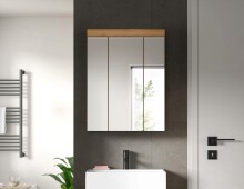 Badezimmerspiegelschrank >Scout< in Eiche Dekor / Spiegel - 60x79x18cm (BxHxT)