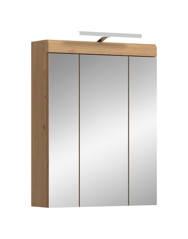 Badezimmerspiegelschrank >Scout< in Eiche Dekor / Spiegel - 60x79x18cm (BxHxT)