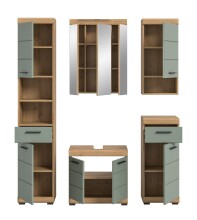 Badezimmer-Set >Scout< in Artisan Eiche Nachbildung/Salbei - 164x191x34 (BxHxT)