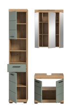 Badezimmer-Set >Scout< in Artisan Eiche Nachbildung/Salbei - 112x191x34 (BxHxT)