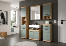 Badezimmer-Set >Scout< in Artisan Eiche Nachbildung/Salbei - 112x191x34 (BxHxT)