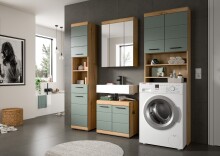 Badezimmer-Set >Scout< in Artisan Eiche Nachbildung/Salbei - 190x191x34 (BxHxT)