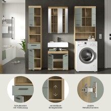 Badezimmer-Set >Scout< in Artisan Eiche Nachbildung/Salbei - 190x191x34 (BxHxT)