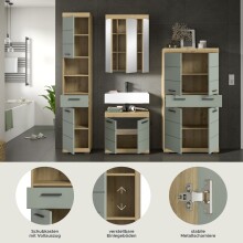 Badezimmer-Set >Scout< in Artisan Eiche Nachbildung/Salbei - 186x191x34 (BxHxT)