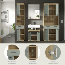 Badezimmer-Set >Scout< in Artisan Eiche Nachbildung/Salbei - 186x191x34 (BxHxT)
