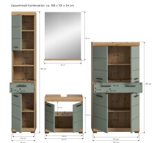 Badezimmer-Set >Scout< in Artisan Eiche Nachbildung/Salbei - 186x191x34 (BxHxT)