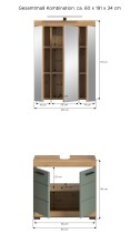 Badezimmer-Set >Scout< in Artisan Eiche Nachbildung/Salbei - 60x191x34cm (BxHxT)