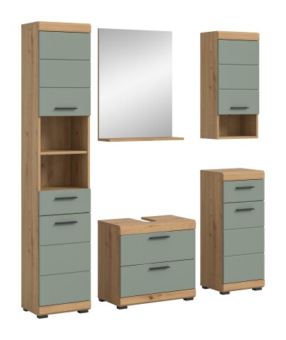 Badezimmer-Set >Scout< in Artisan Eiche Nachbildung/Salbei - 164x191x37 (BxHxT)