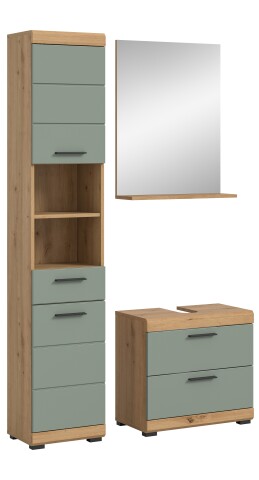 Badezimmer-Set >Scout< in Artisan Eiche Nachbildung/Salbei - 112x191x34 (BxHxT)