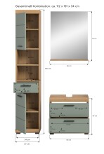 Badezimmer-Set >Scout< in Artisan Eiche Nachbildung/Salbei - 112x191x34 (BxHxT)