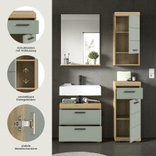 Badezimmer-Set >Scout< in Artisan Eiche Nachbildung/Salbei - 112x191x34 (BxHxT)