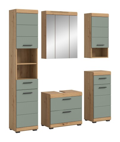 Badezimmer-Set >Scout< in Artisan Eiche Nachbildung/Salbei - 164x191x34 (BxHxT)