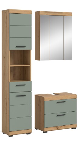 Badezimmer-Set >Scout< in Artisan Eiche Nachbildung/Salbei - 112x191x34 (BxHxT)