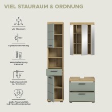 Badezimmer-Set >Scout< in Artisan Eiche Nachbildung/Salbei - 112x191x34 (BxHxT)