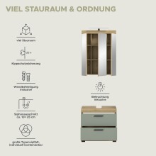 Badezimmer-Set >Scout< in Artisan Eiche Nachbildung/Salbei - 60x191x34cm (BxHxT)