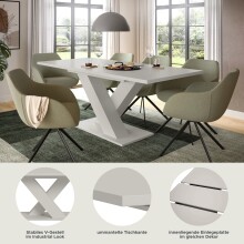 Kulissen-Esstisch >Motion< ausziehbar in Kaschmir - 150-190x76x90cm (BxHxT)