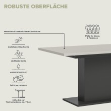 Kulissen-Esstisch >Motion< ausziehbar in Grau/Kaschmir - 150-190x76x90cm (BxHxT)