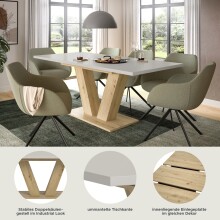 Kulissen-Esstisch >Motion< ausziehbar, Artisan Eiche Dekor/Kaschmir - 150-190x76x90cm (BxHxT)