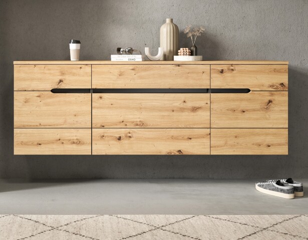 Garderobenschrank >Canu< in Basalt grau/Artisan Eiche Dekor - 176x60x37 (BxHxT)